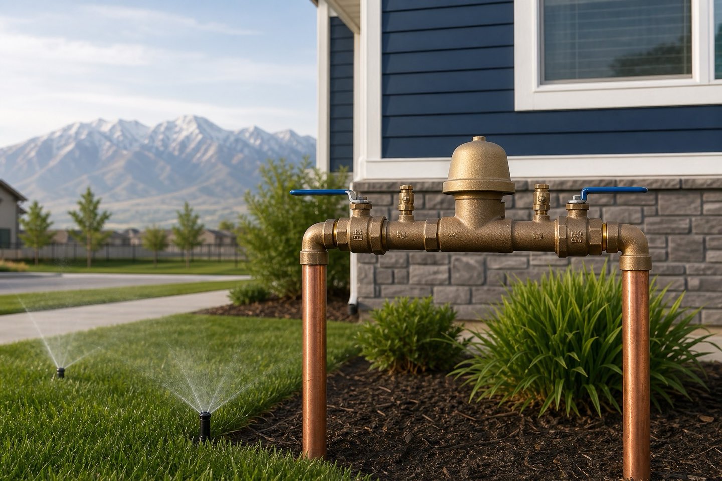 Residential pressure vacuum breaker in a Utah neighborhood
